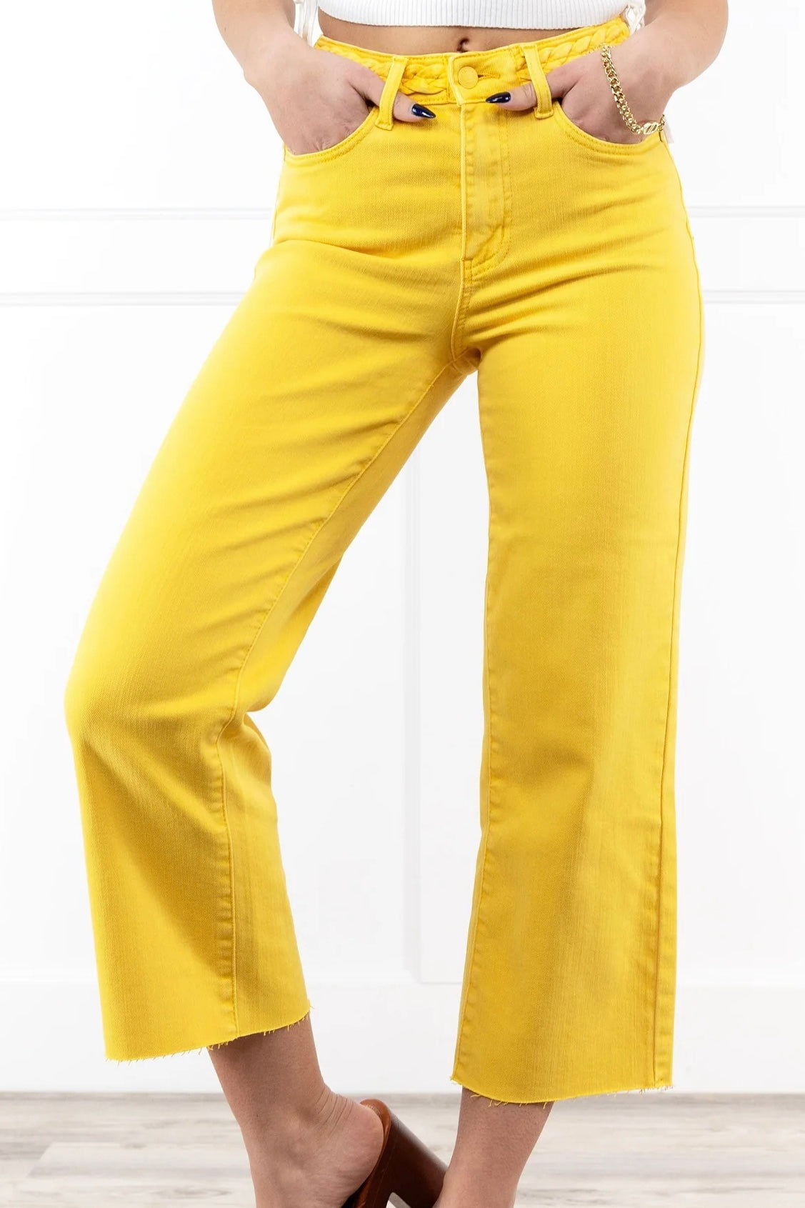 Judy Blue Cropped Jeans - Yellow