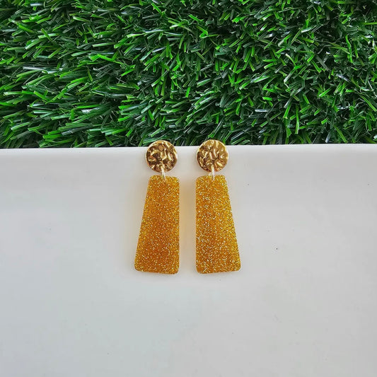 Mia Earrings - Yellow Glitter