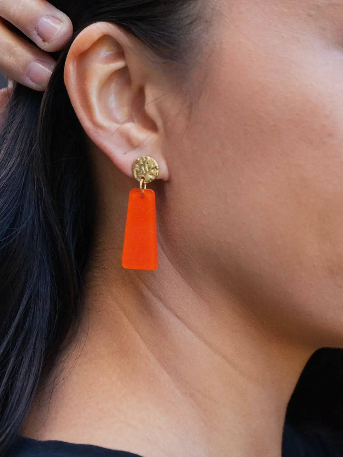 Mia Earrings - Orange Glitter