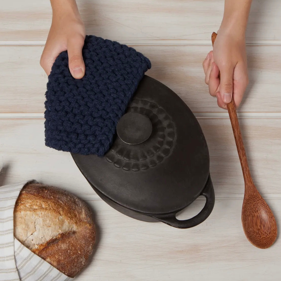 Navy Knit Potholder