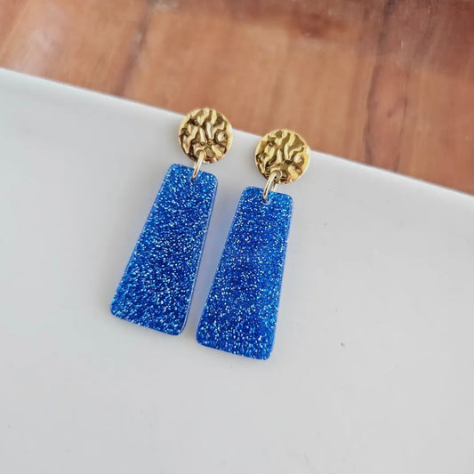 Mia Earrings - Blue Glitter