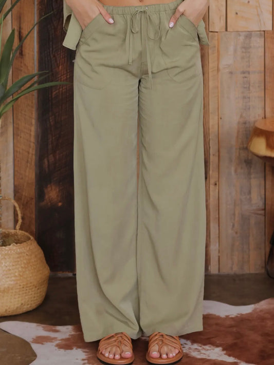 Olive Wide Leg Pants