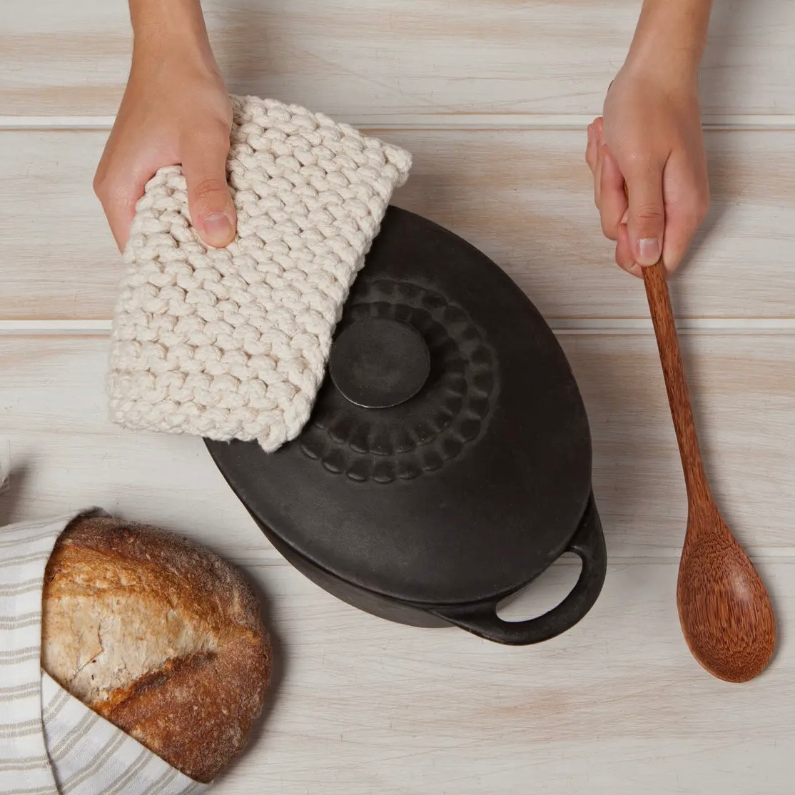 Ivory Knit Potholder