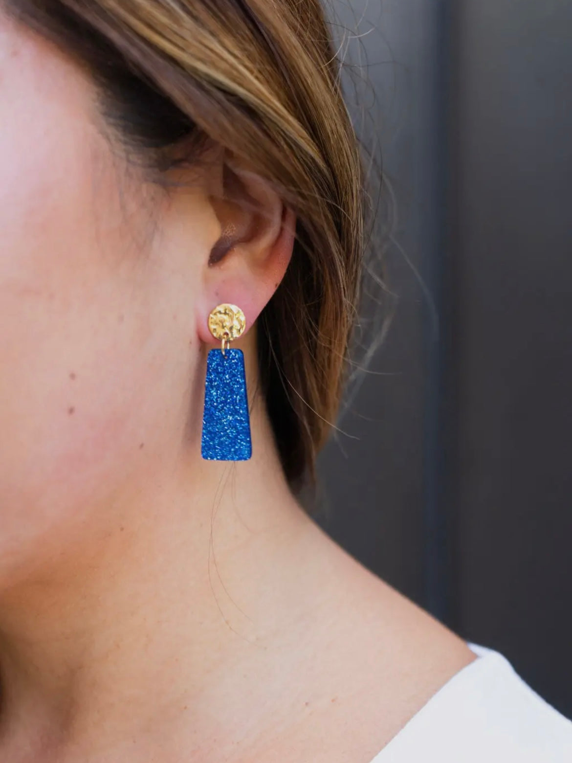 Mia Earrings - Blue Glitter