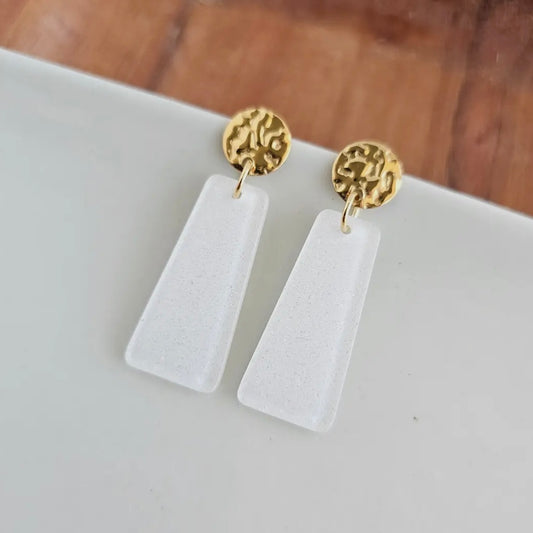 Mia Earrings - White Glitter