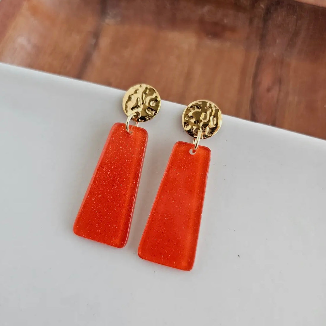 Mia Earrings - Orange Glitter