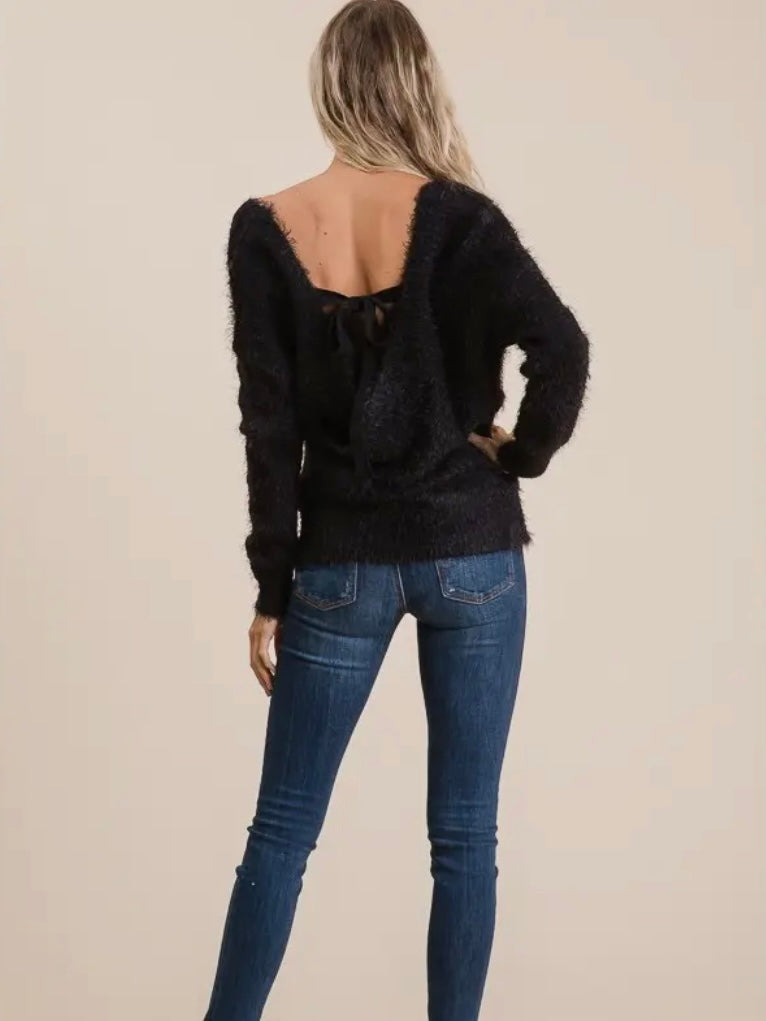 Black Wrap Front Sweater