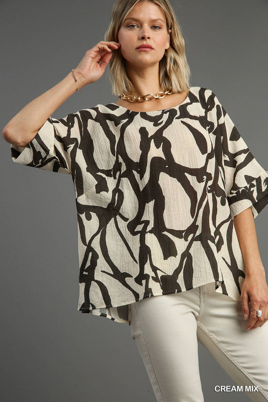 Cream Abstract Top