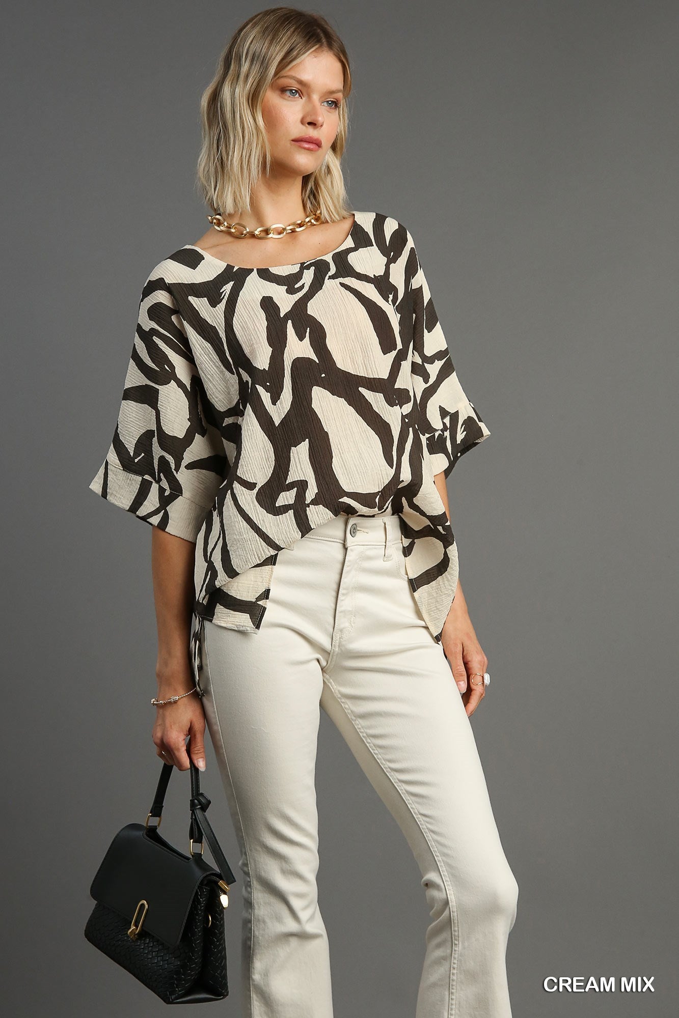 Cream Abstract Top