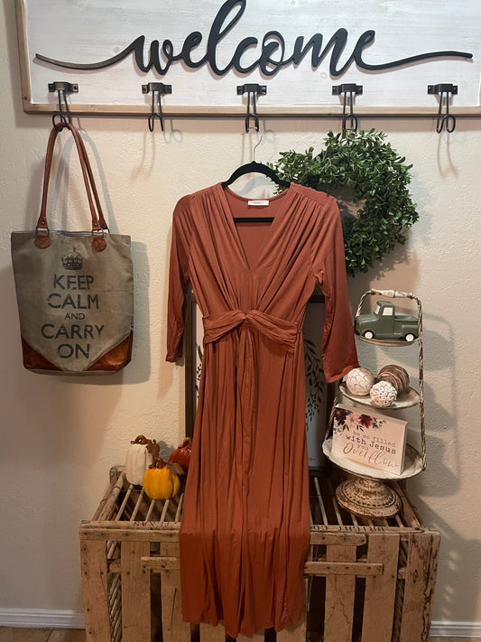 Rust Midi Dress